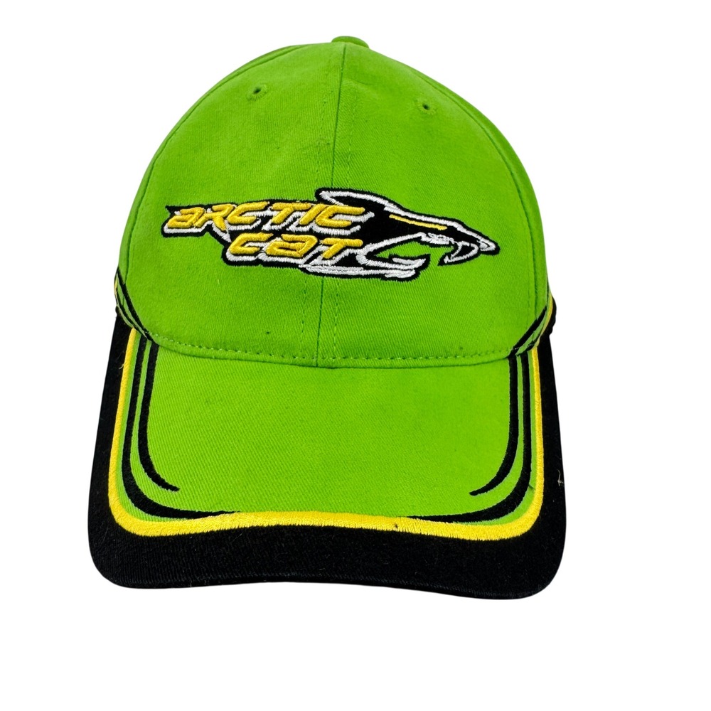 Arctic Cat Hat Men OSFA Green Black Embroidered Snowmobile Racing Baseball Cap